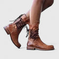 Bottines à Lacets et Talon Bas Femme
