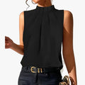 Women's sleeveless blouse with pleated collar