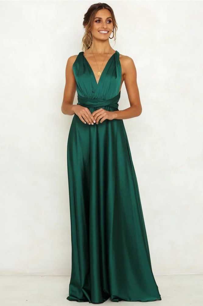 Robe Longue Sans Manches Col V Femme