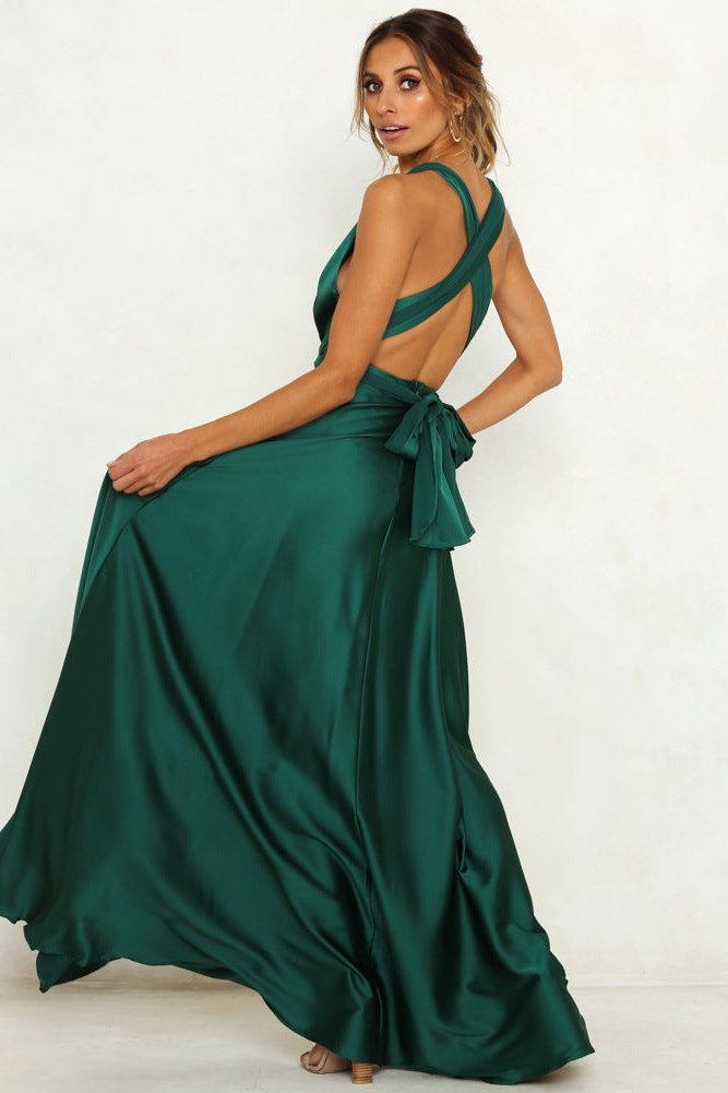 Robe Longue Sans Manches Col V Femme