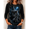 Haut Halloween Imprimé Chat Gothique Femme