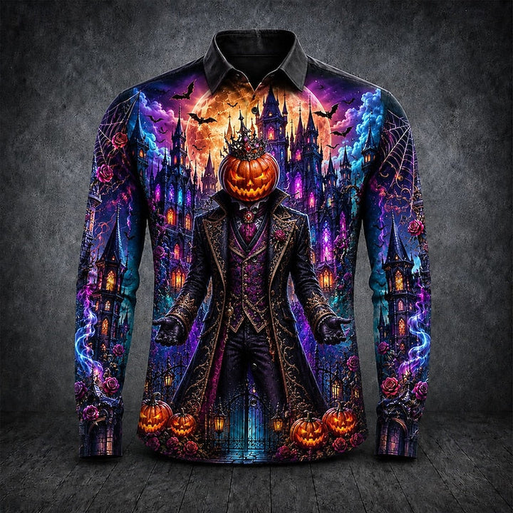 Chemise Halloween Imprimé Citrouille Gothique Homme