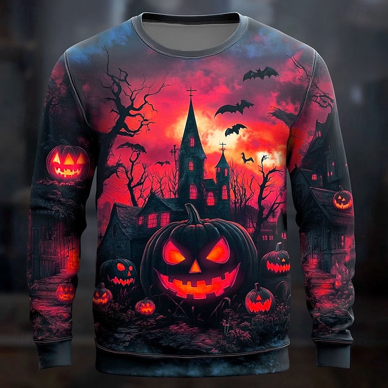 Sweat Halloween Imprimé Citrouilles Homme