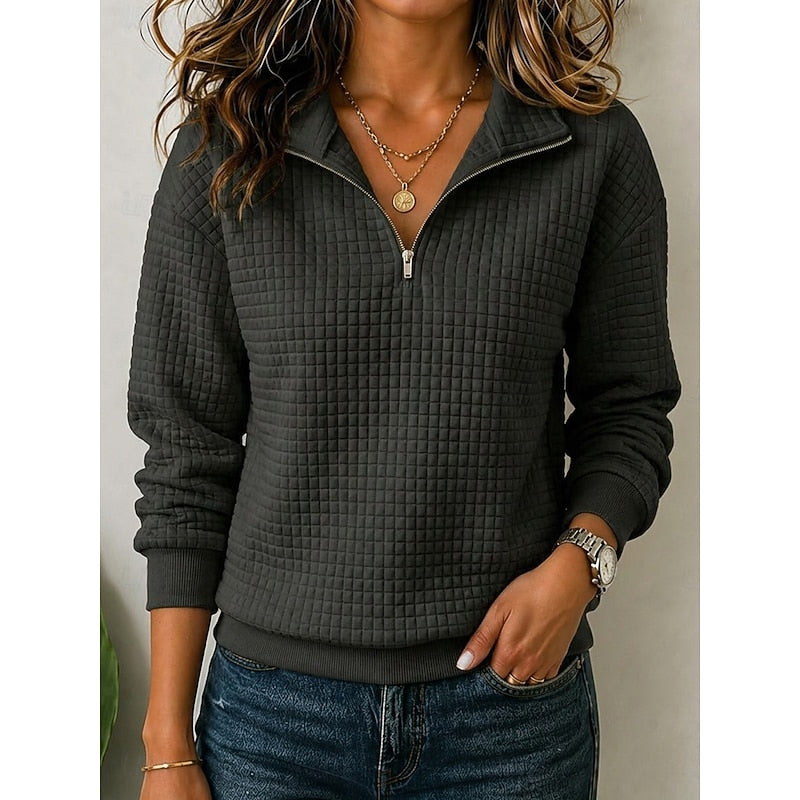 Pull à Col Zippé et Manches Longues Femme