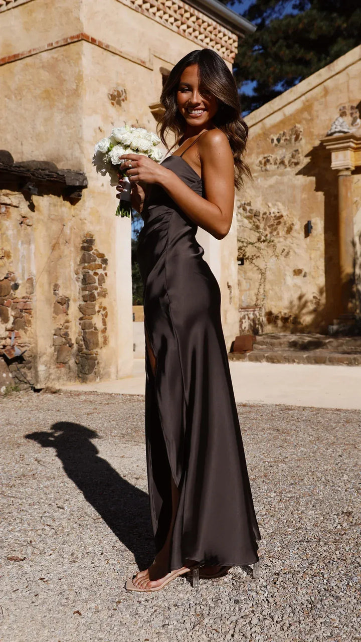 Robe Maxi Satinée Élégante Femme